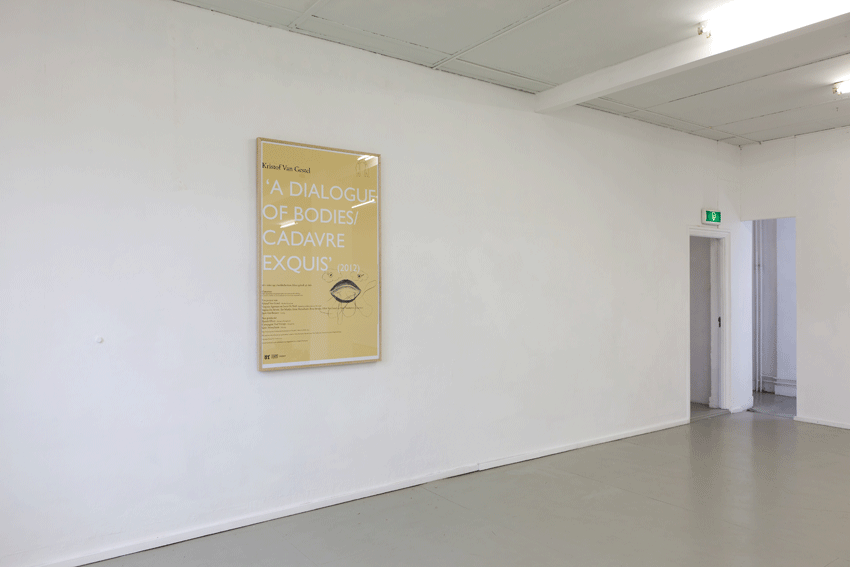 'Poster: A dialogue of bodies/Cadavre Exquis' (2012) print on paper, wood, glass (Graphic design: Compagnie Paul Verrept)